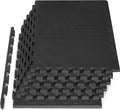 ProsourceFit Extra Thick Exercise Puzzle Mat - 1-Inch EVA Foam Interlocking Tiles | Cushioned Flooring, Black, 24 SQ FT