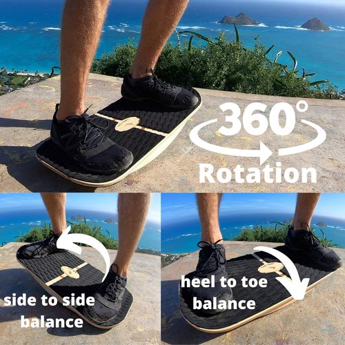 Blue Planet Balance Surfer - Bamboo Balance Board for Office & Yoga | Includes 3 EVA Foam Modules