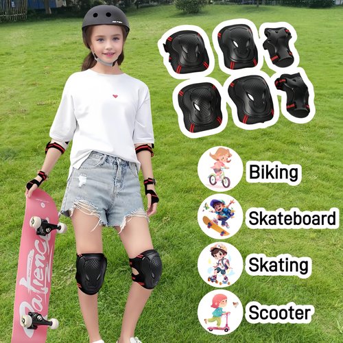 Kids Knee and Elbow Pads Set - Adjustable Protective Gear with Wrist Guard for Skating, Scooter, Bike, Skateboard – Toddler Youth Safety Pads