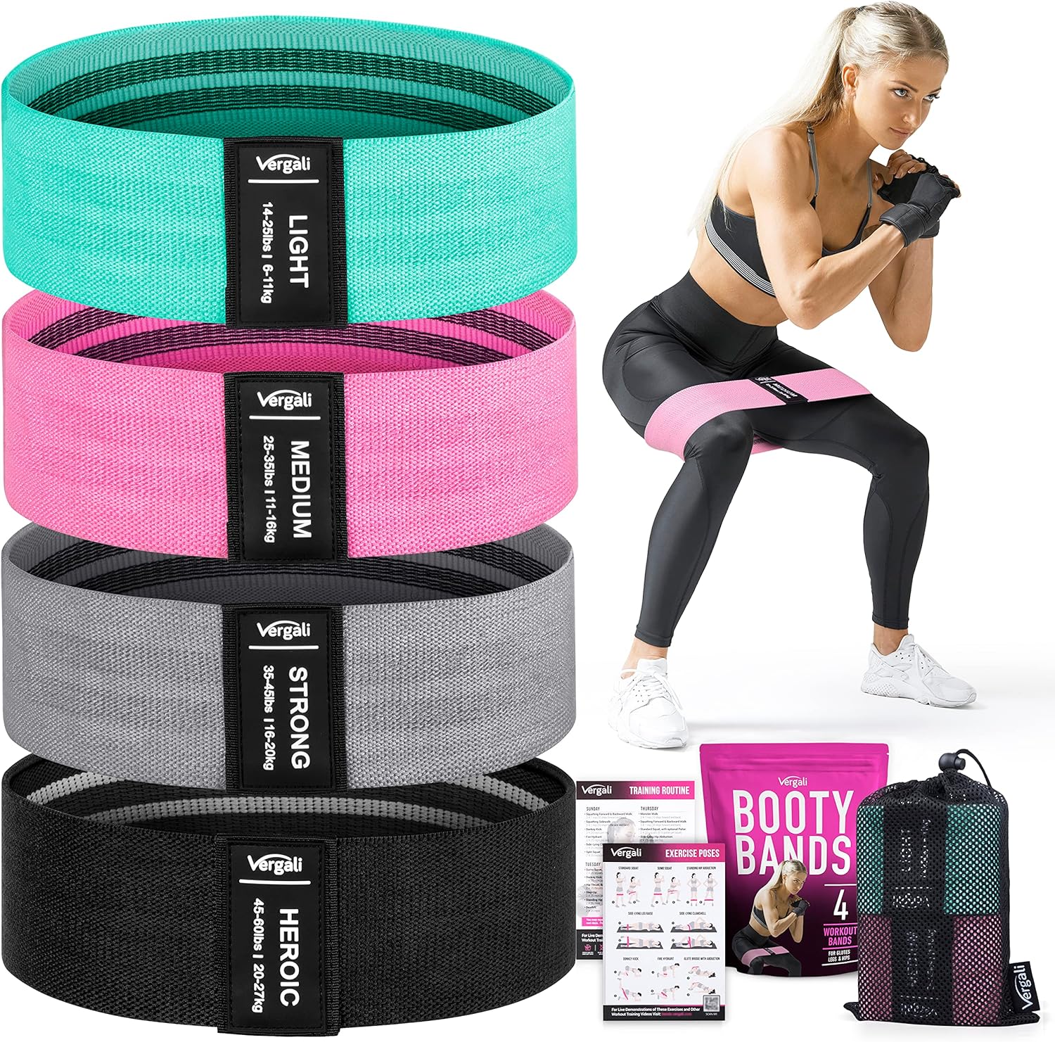 Resistance Bands - Fabric Elastic Workout Bands Set for Legs, Glutes & Thighs | 4 Booty Bands Guide
