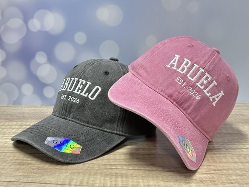 GDIQ New Abuela Abuelo Est 2026 Hats, Gifts for Future Grandparents Grandma and Grandpa, Promoted to Papa Nana Announcement Matching Set