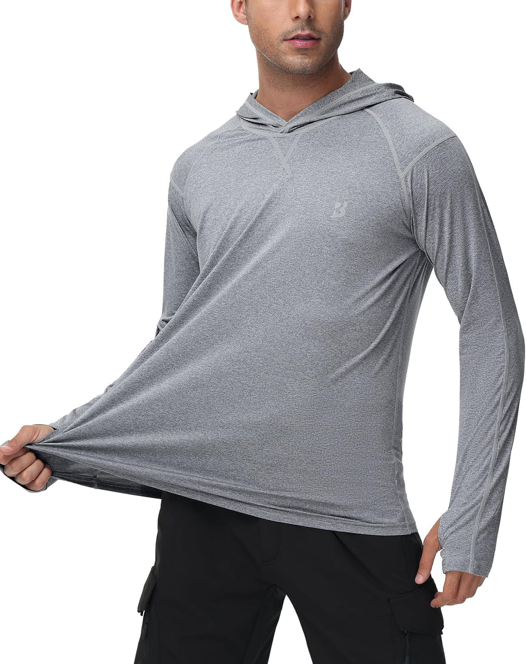 Roadbox Men's Fishing Shirt - UPF 50+ Long Sleeve UV Protection Hoodie for Hiking & Running