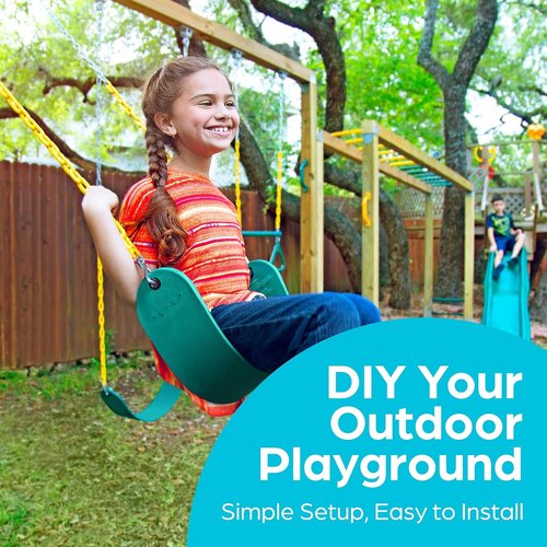 Jungle Gym Kingdom Swing Seat Replacement Kit - Heavy Duty Chains for Outdoor Play | Green, 1 Pack