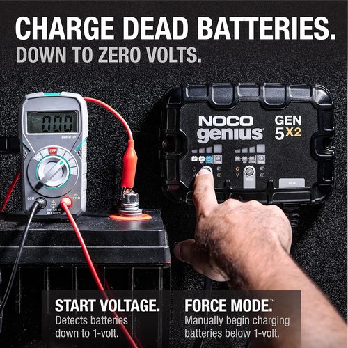 NOCO Genius GEN5X2 Onboard Battery Charger - 2-Bank, 10A, Waterproof, Overcharge Protection for 12V Batteries