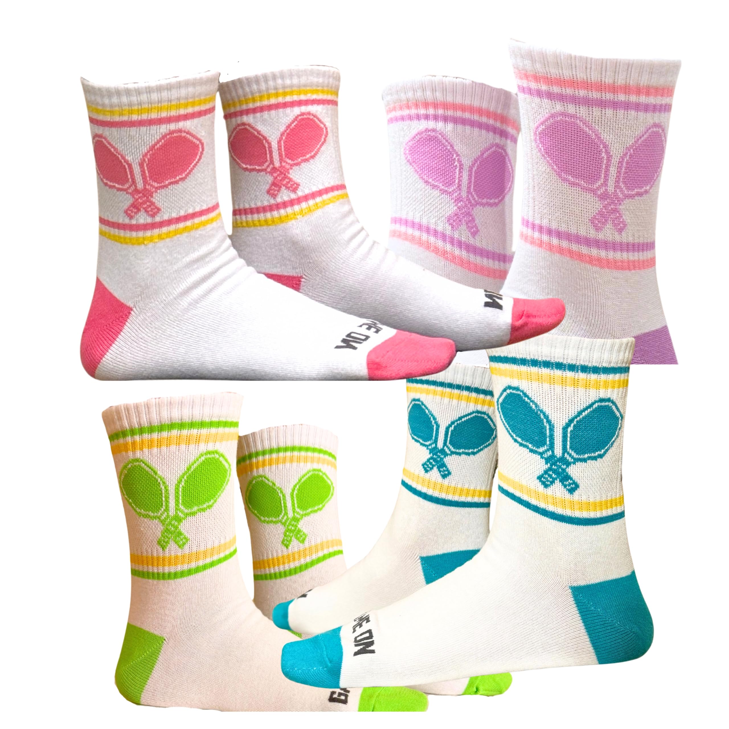 PBF Pickleball Socks Womens Gift Quarter Length Multicolor Bundle Paddles Athletic Moisture Wicking Dri Fit Cotton