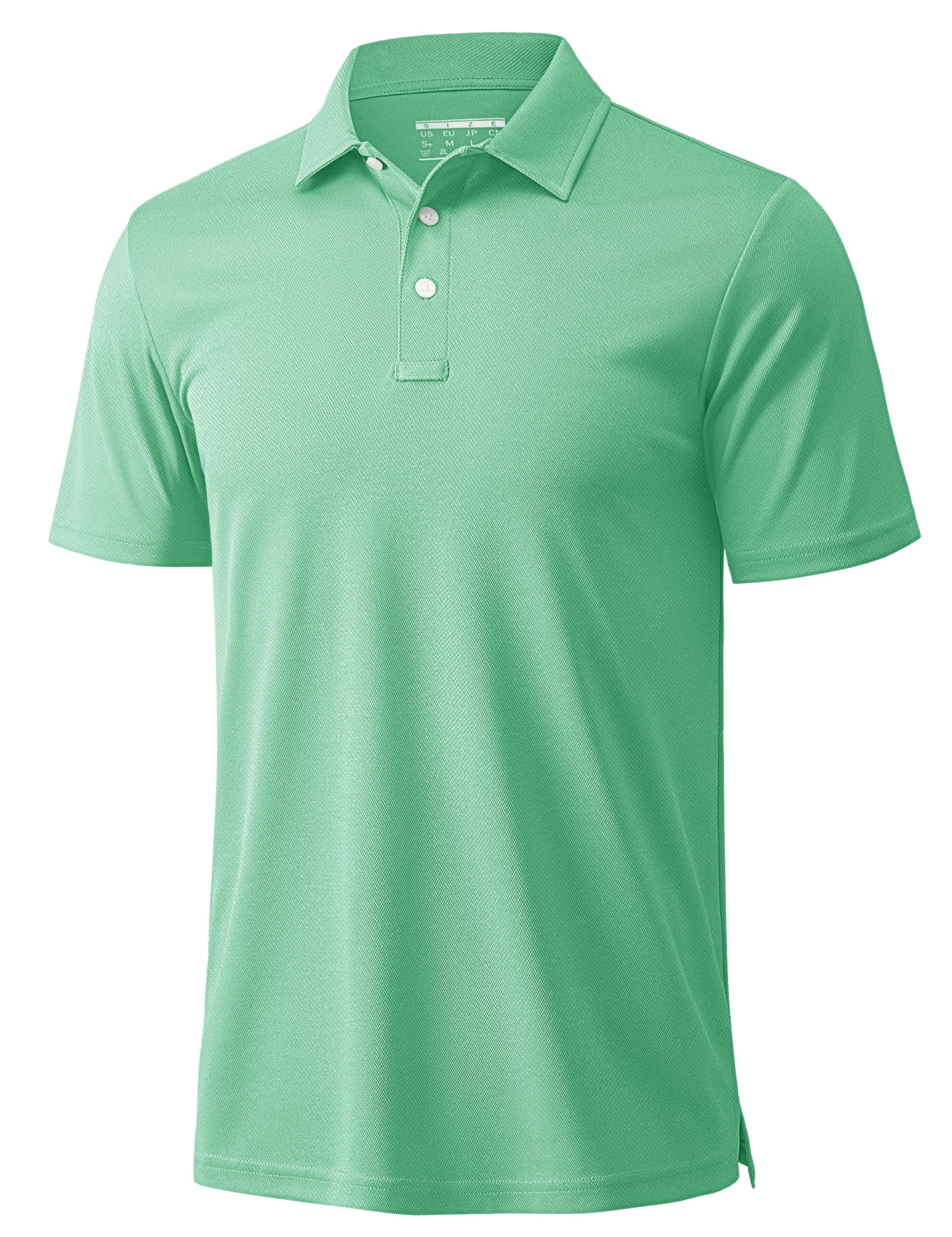 MAGCOMSEN Polo Shirts for Men Dry Fit Lightweight Active Golf Polos Short Sleeve Moisture Wicking Collared Shirt Mint Green