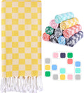 Skiennix Checkered Plaid Cotton Beach Towel - Extra Large, Soft & Fast Drying, Sand Proof, Compact
