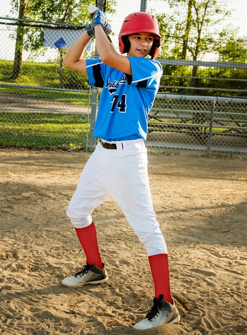 Duufin 8 Pair Knee-High Youth Baseball Socks - Red, 6-8 Years (Variation of THIS listing)