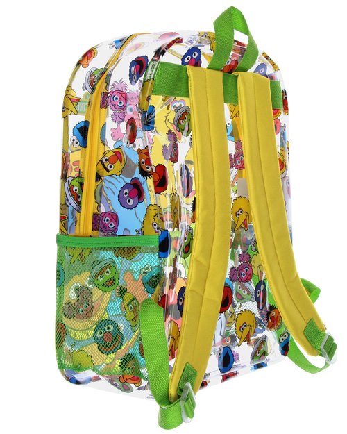 INTIMO Sesame Street Elmo Big Bird Cookie Monster Clear Travel Backpack For Daily Use 16"