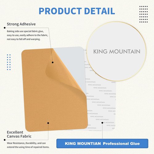 KING MOUNTAIN Canvas Repair Patch - 9 x 11 Inch Self-Adhesive Waterproof Fabric Patches (Light Brown) | 2 Pcs for Sofas, Tents, Furniture, Car Seats