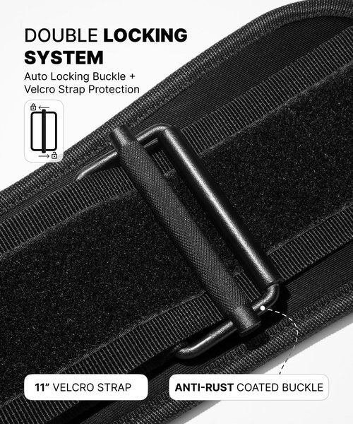 DMoose Strength Olympics squat belts for men and Women - 6 Inch Auto-Lock Weight Lifting Back Support, Workout Back Support for Lifting, Fitness - Black Large