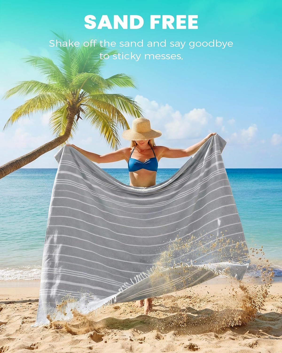Skiennix Boho Throw Blanket - Extra Large Jumbo Beach Towel for Outdoor Picnics & Travel | Grey