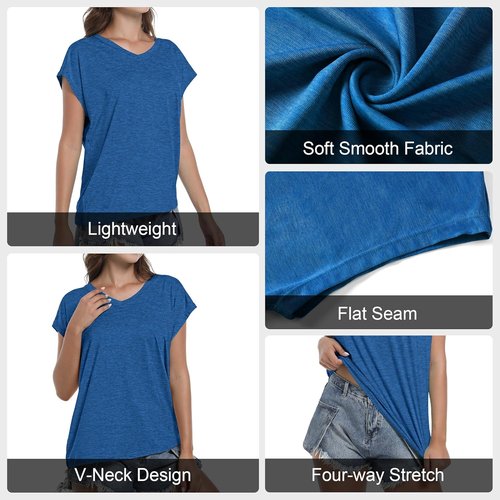 HovSiyla Women's V-Neck T-Shirts - 5 Pack Casual Short Sleeve Summer Tops | Soft & Breathable Workout Wear