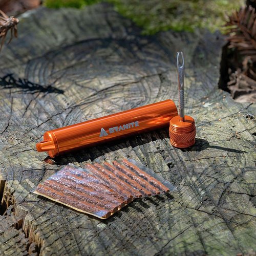 Granite Suture Tire Plug Kit, Compact Tubeless Flat Bicycle Tire Repair Kit with 2 Size Tire Plugs, Fix Mountain Bike and Road Bike Tire Punctures (Orange)
