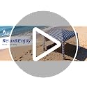Jihfmo 8x8 Ft Large Beach Cabana Tent with UPF 50+ UV Protection, Blue Stripes, Fits 6-8 People