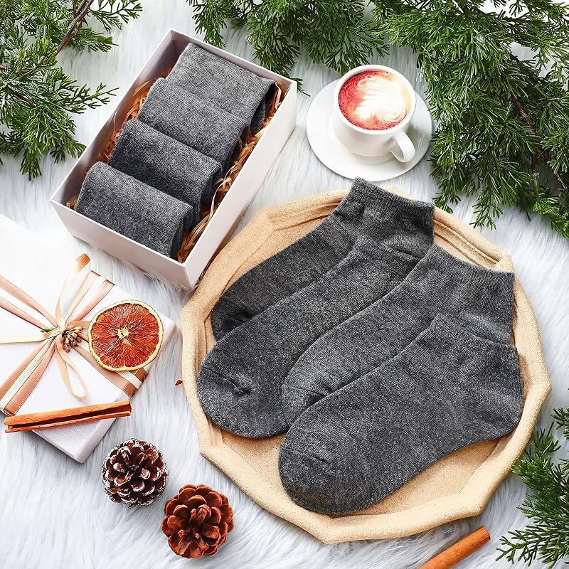 2 Pairs Alpaca Wool Ankle Socks - Dark Gray