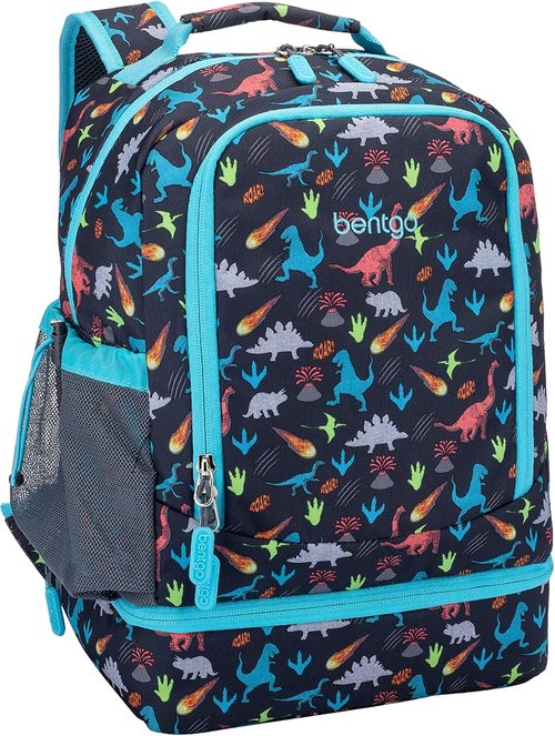 Bentgo 2-in-1 Backpack & Insulated Lunch Bag Set - Kids Dinosaur Prints with 4 Reusable Ice Packs