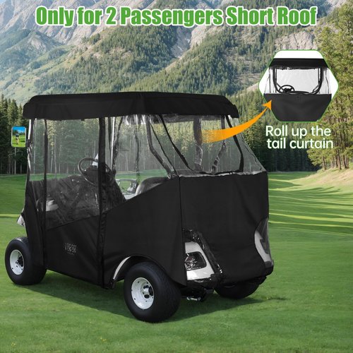 10L0L Universal Golf Cart Driving Enclosures for Club Car EZGO 2 Passenger Golf Cart, All Weather Waterproof Windproof (Black)