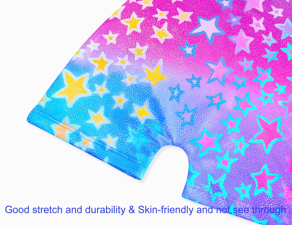 Domusgo Girls Gymnastics Leotards Size 5-6 Years Old Sparkle Pink Blue Technology Biketard with Shorts