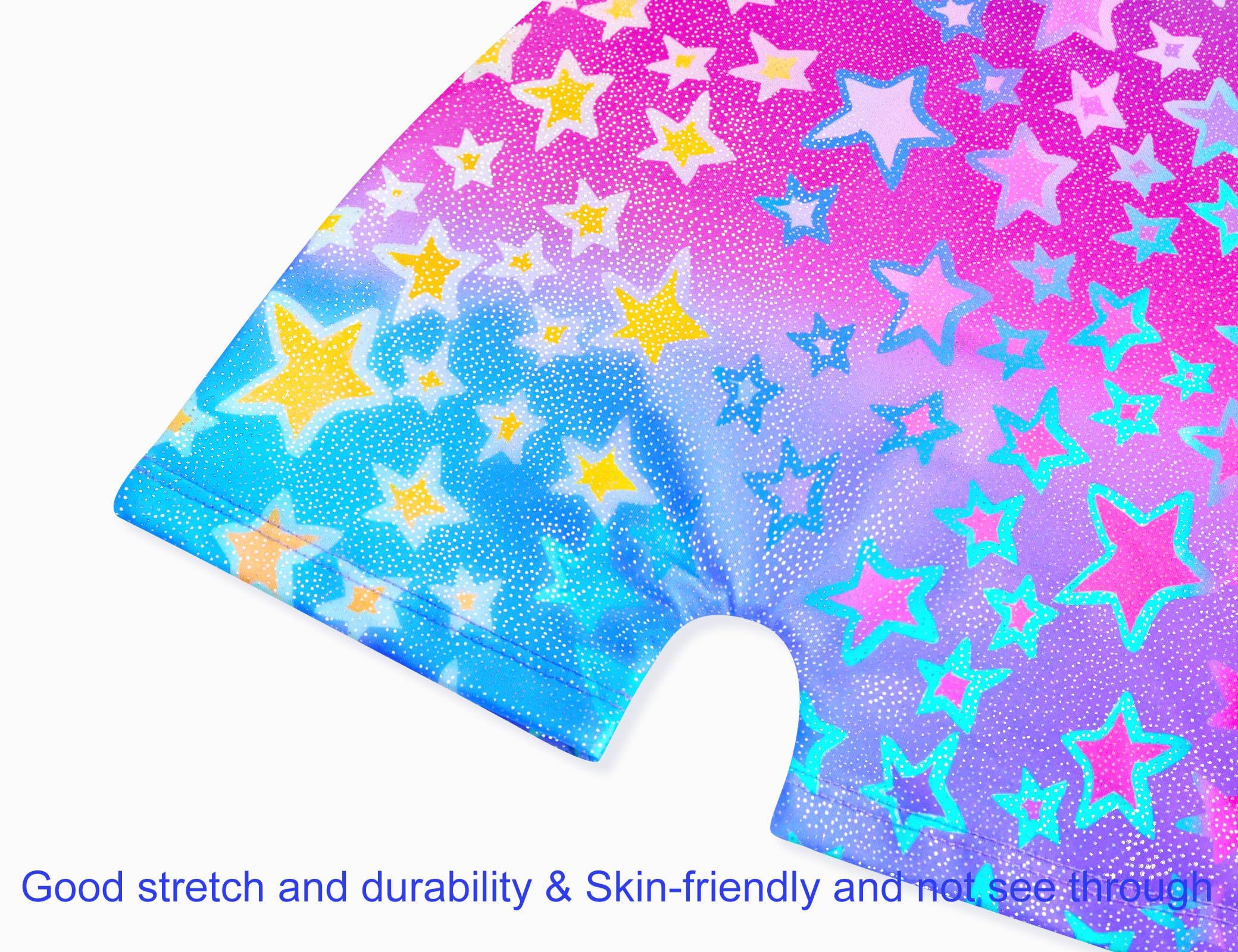 Domusgo Girls Gymnastics Leotards Size 5-6 Years Old Sparkle Pink Blue Technology Biketard with Shorts