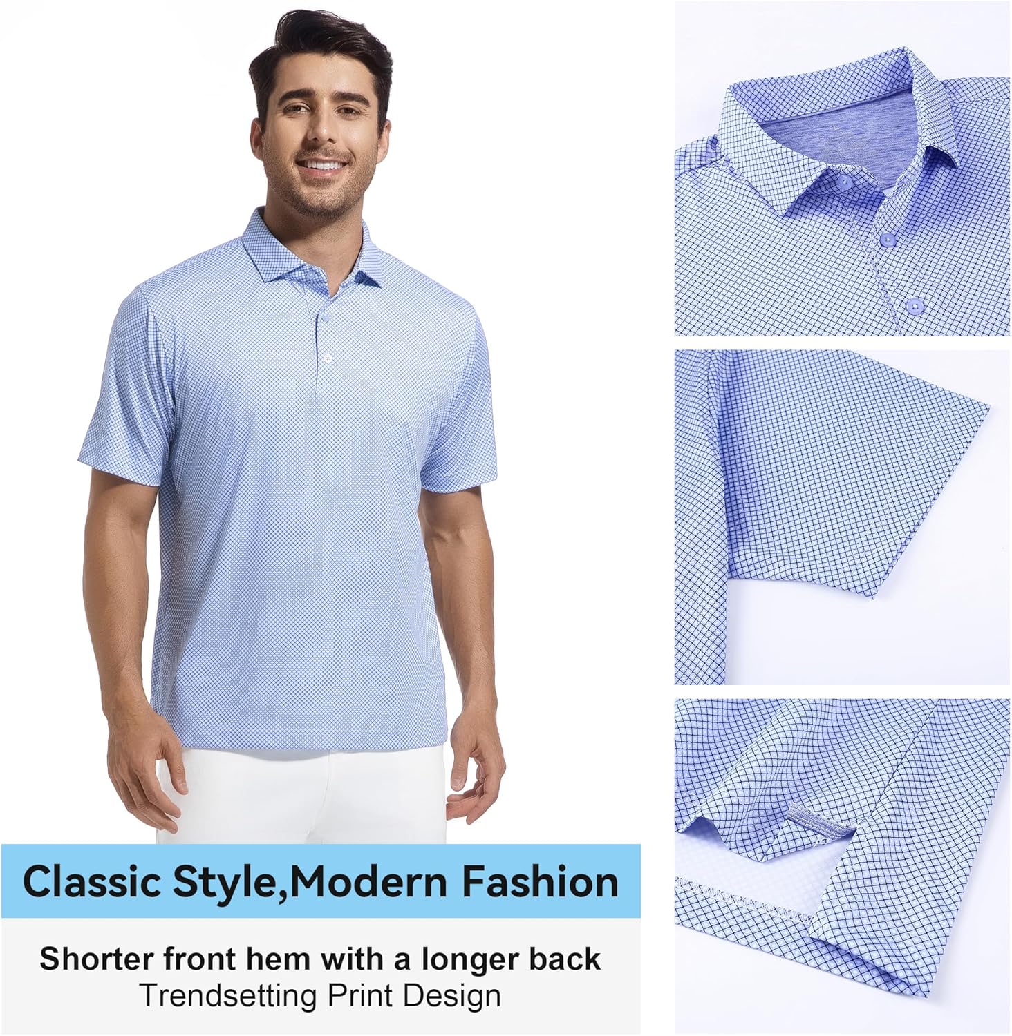 WARHORSEE Golf Polo Shirts - Men's Short Sleeve, Wrinkle-Free, 4-Way Stretch, Moisture-Wicking Performance