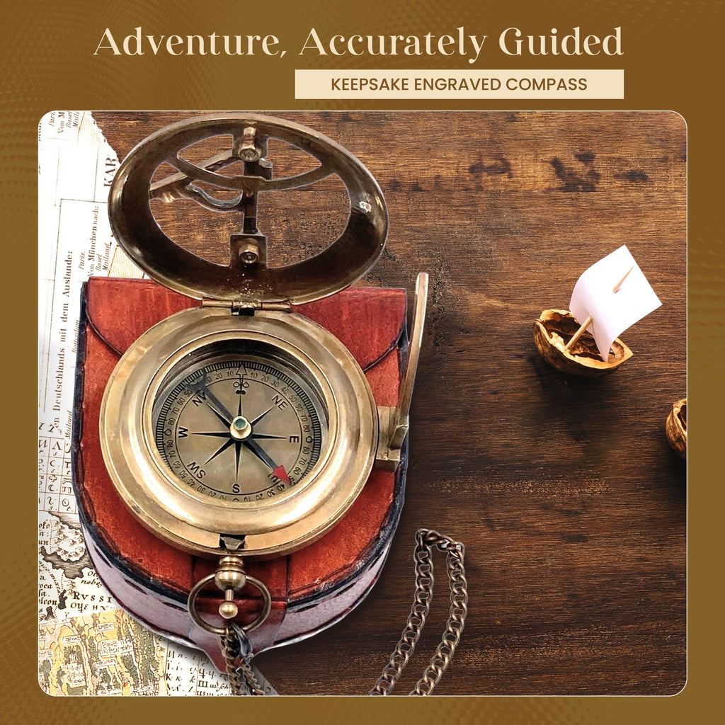 So You Can Sundial Compass Gift Hiking - Camping - Keepsake Engraved Compass Gifts for Men - Son - Boys - Women - Girls
