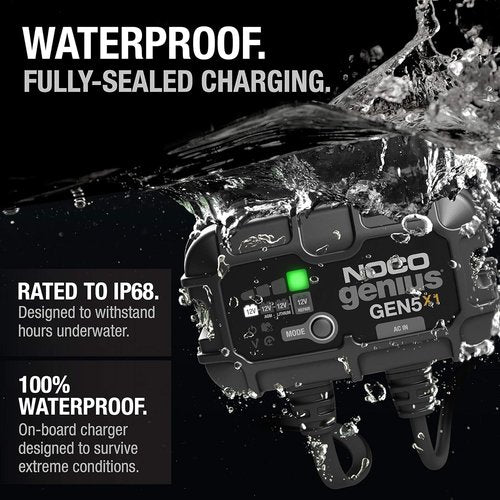 NOCO Genius GEN5X1 Battery Charger - 5A Onboard, Waterproof 12V Marine Charger with Overcharge Protection & Temperature Compensation