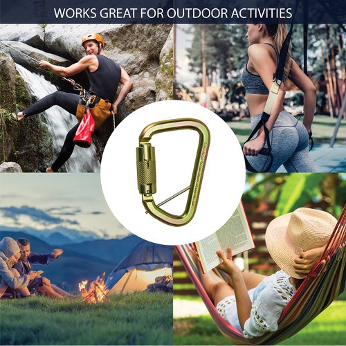 Auto Locking Carabiner 50KN- Fusion Climb® Tacoma- Professional Rock Climbing Carabiner- Heavy Duty Steel- Auto Locking Carabiner for Climbing, Rappelling, D Shaped, Captive Pin- UIAA