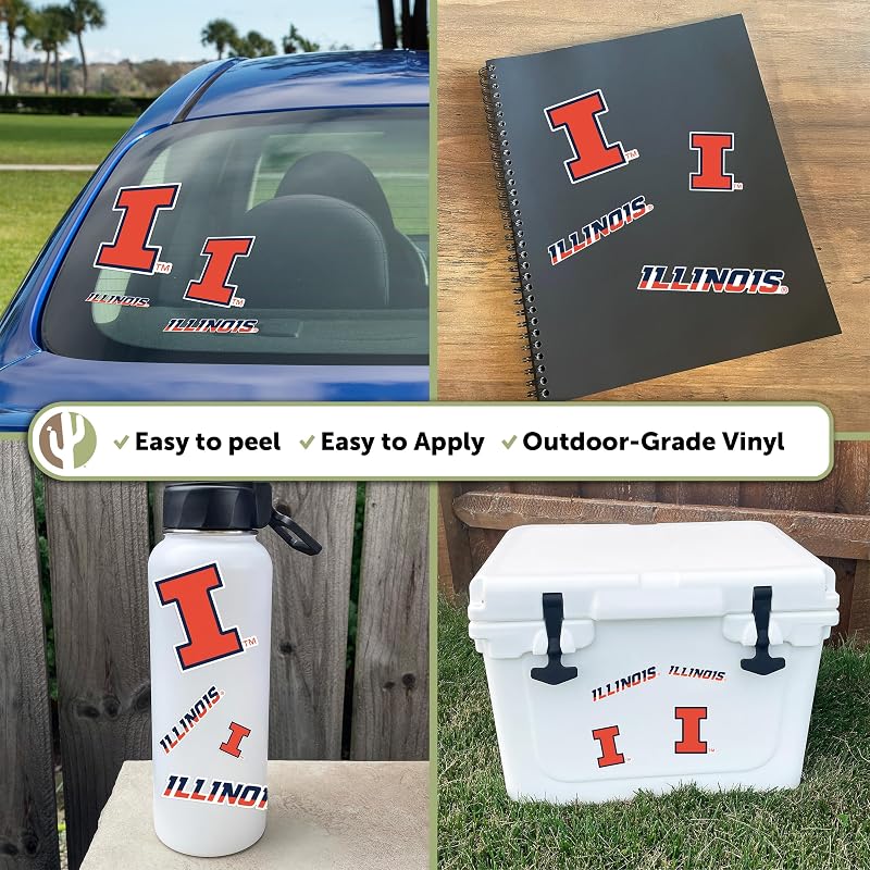 Desert Cactus Illinois Illini Sticker Sheet 8.5 x 11 - Official Licensed Vinyl Decal