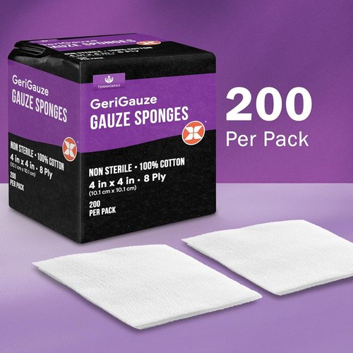 4x4 Gauze Pads | 100% Cotton Non-Sterile Woven 8 Ply - 200 Count for Wound Care & First Aid