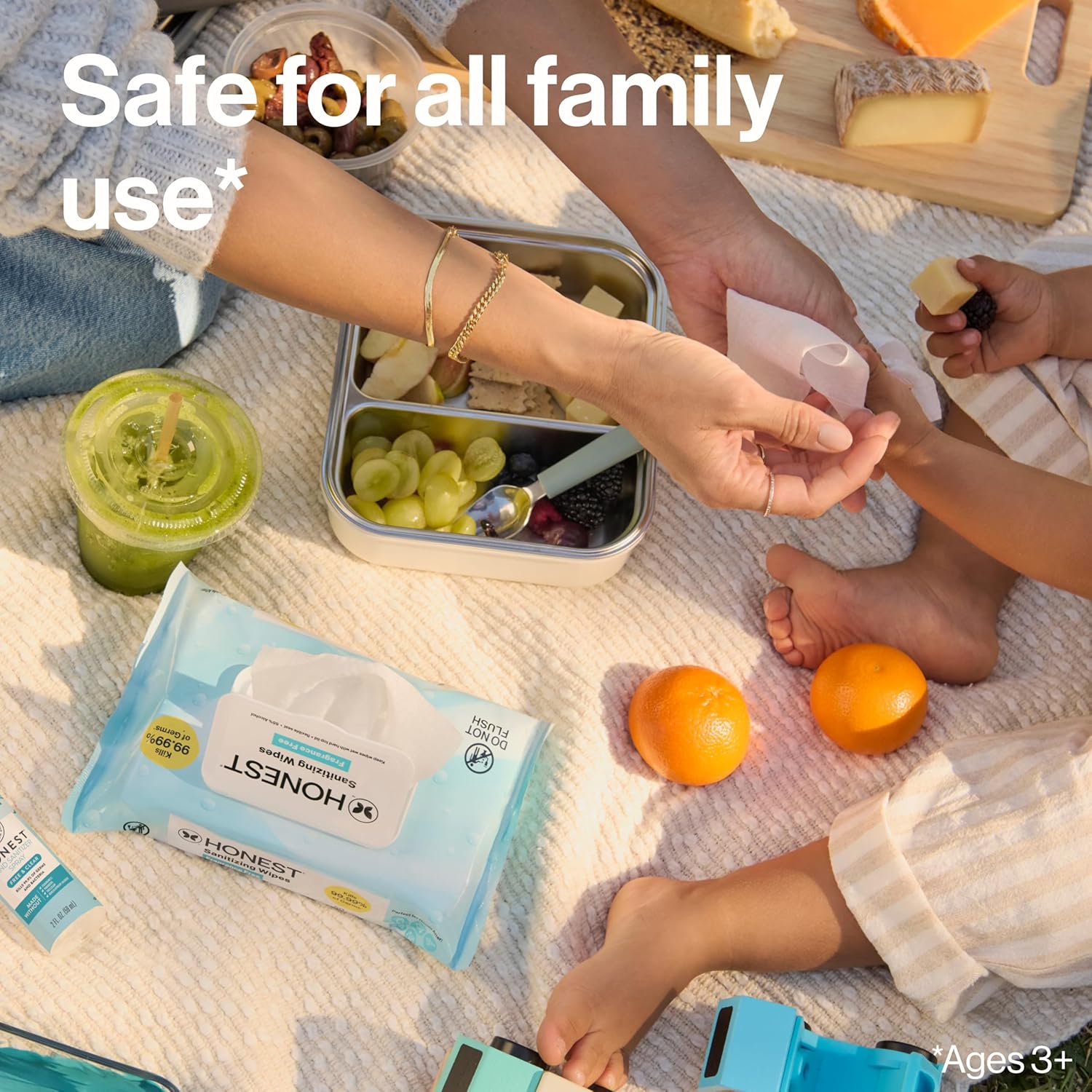 The Honest Company Fragrance-Free Alcohol Wipes - Antibacterial with Aloe, 150 Count, Kills 99% of Germs