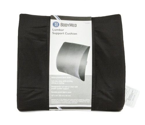 BodyMed Lumbar Support Cushion, Standard, Black – Lower Back Support for Improved Comfort – Ideal for Use at Home, in The Office, and Traveling – Durable, Adjustable, & Lightweight