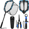 PLUSINNO Floating Fishing Net - Rubber Coated, Foldable Design with Telescoping Handle | Ideal for Steelhead, Salmon, Bass, and Trout Fishing