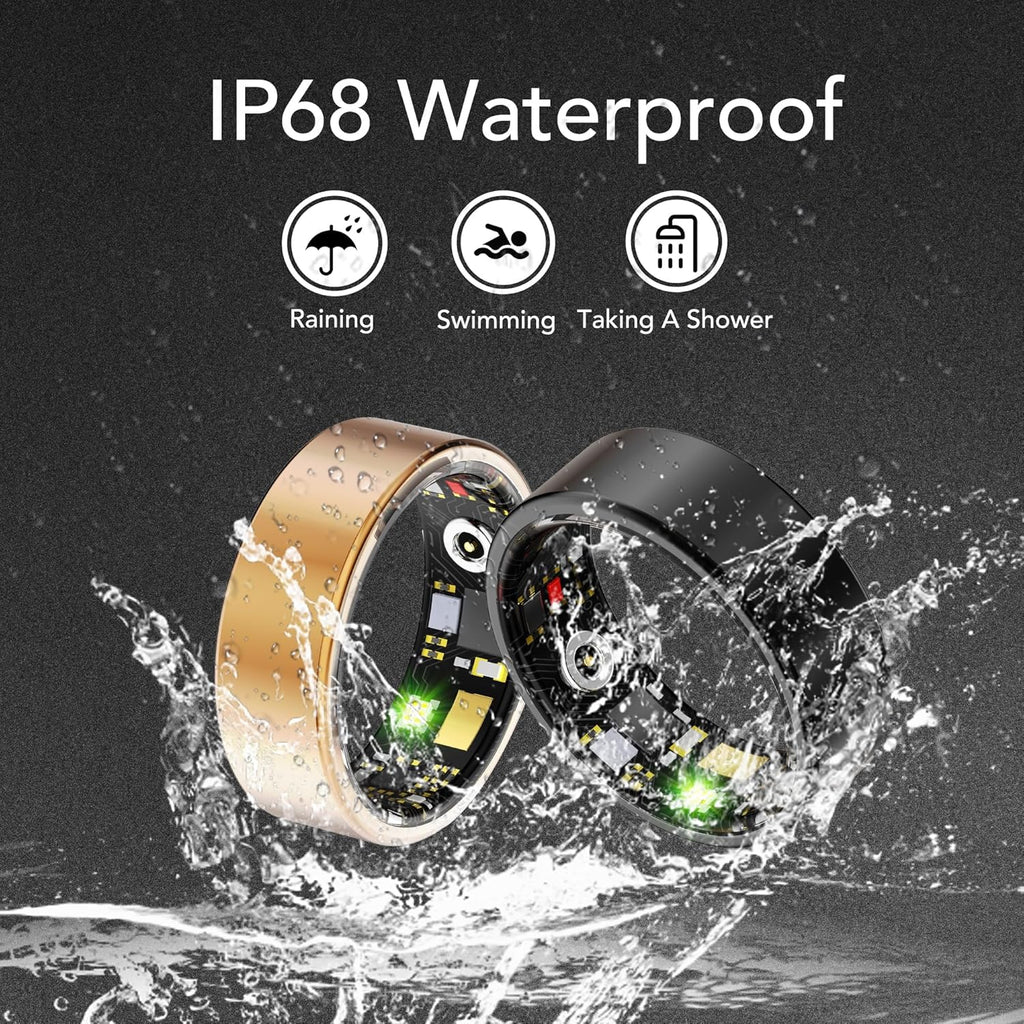 Smart Health Ring - Fitness Tracker for Heart Rate, Blood Oxygen & Sleep Monitoring | IP68 Waterproof, Rose Gold 6