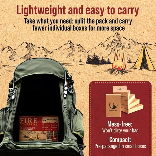 100 pcs Fire Starters for Campfires – Waterproof– All-Weather Fire Starters – for Indoor & Outdoor Use