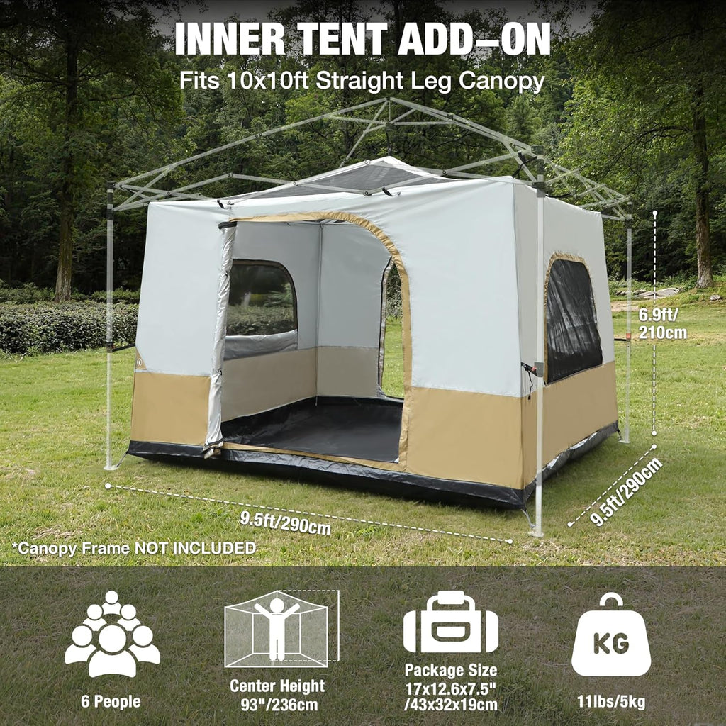 REDCAMP Canopy Camping Tent - Converts 10'x10' or 10'x20' Canopy Into Spacious Shelter for 4-6 People
