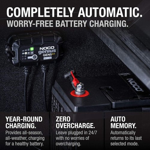 NOCO Genius GEN5X1 Battery Charger - 5A Onboard, Waterproof 12V Marine Charger with Overcharge Protection & Temperature Compensation