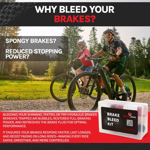 BleedZone Brake Bleed Kit for Shimano & Tektro Brakes – Complete Shimano Brake Bleed Kit with Mineral Oil, Brake Bleeding Kit Tools with Mineral Oil, Adapters and Funnel for Hydraulic Bike Brakes