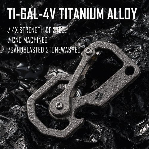 KeyUnity Titanium Carabiner Keychain Tool, 3 Functions in 1 Multitool for Everyday Carry (KU06)
