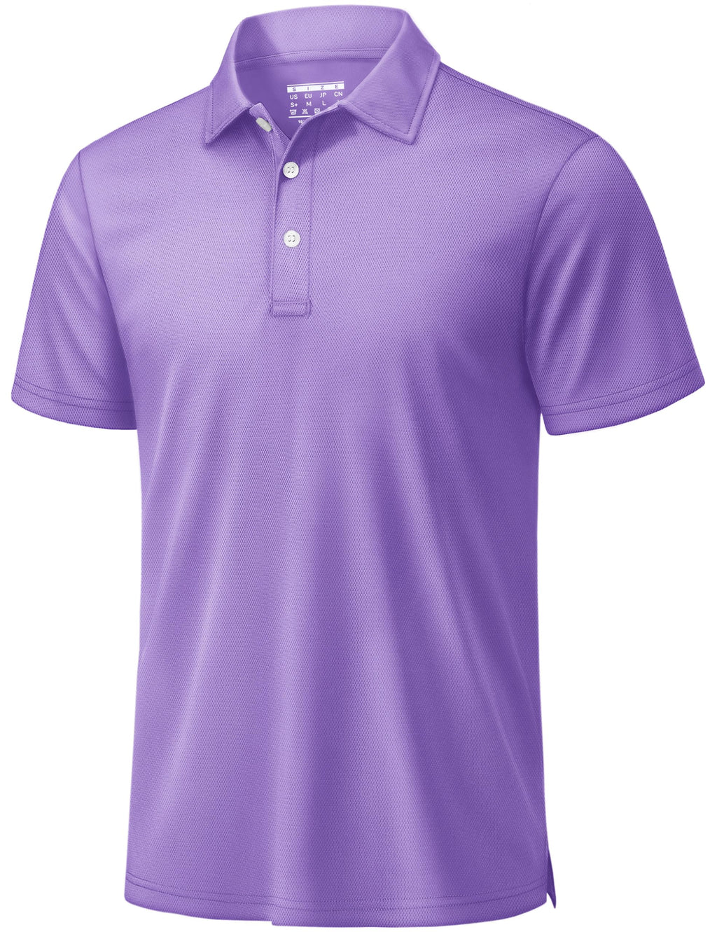 TACVASEN Mens Golf Shirt Dry Fit Mens Polo Shirts Short Sleeve Performance Golf Polos for Men with Collar Work Shirts Light Purple, 2XL