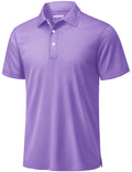 TACVASEN Mens Golf Shirt Dry Fit Mens Polo Shirts Short Sleeve Performance Golf Polos for Men with Collar Work Shirts Light Purple, 2XL