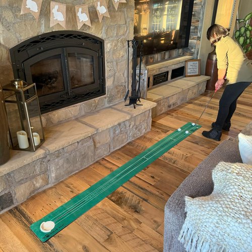 EyeLine Golf - Roll The Rock Putting Mat - Have Fun Perfecting Stroke, Alignment, Speed Control, Visualization, Consistency - Outdoor-Indoor-Compact (8-Foot Roll the Rock)