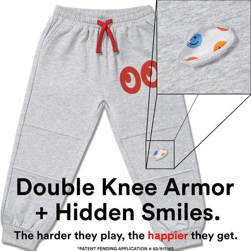 KNEEKABOO Kids Joggers w/Dual Padded Knees & Surprise Reveal - 100% GOTS Organic Cotton Toddler Pants for Boys & Girls (US, Age, 5 Years, 6 Years)