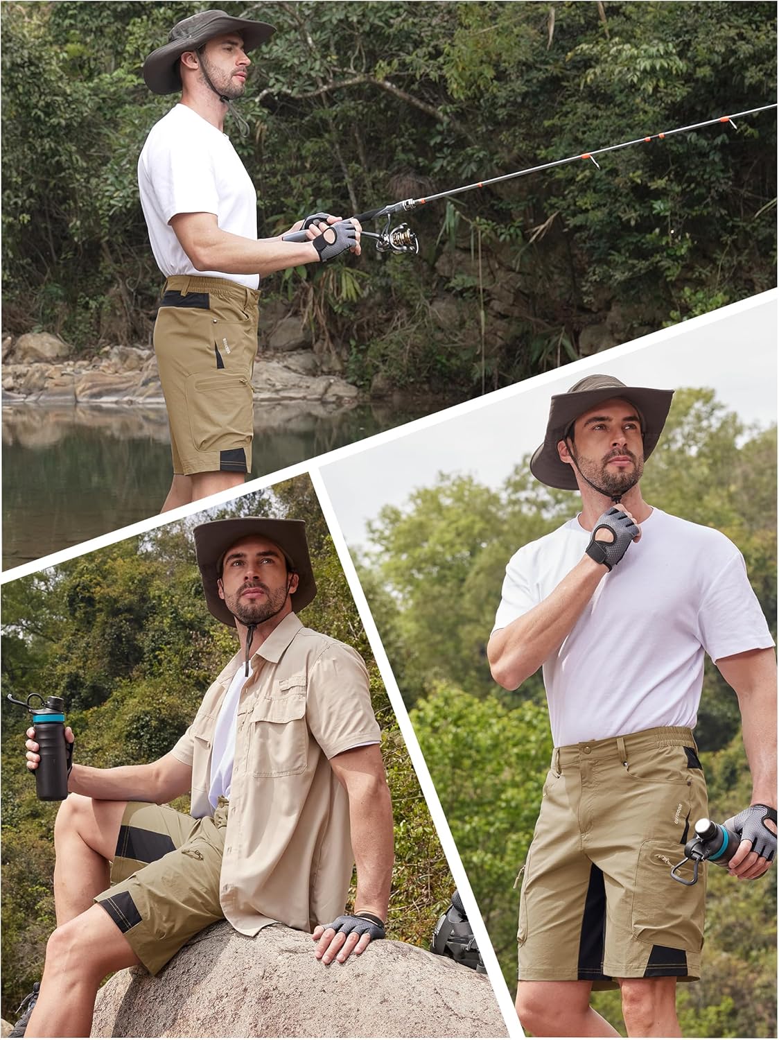 TACVASEN Men's Hiking Cargo Shorts - Quick Dry, Stretch Fabric, Zipper Pockets | Casual Outdoor Wear