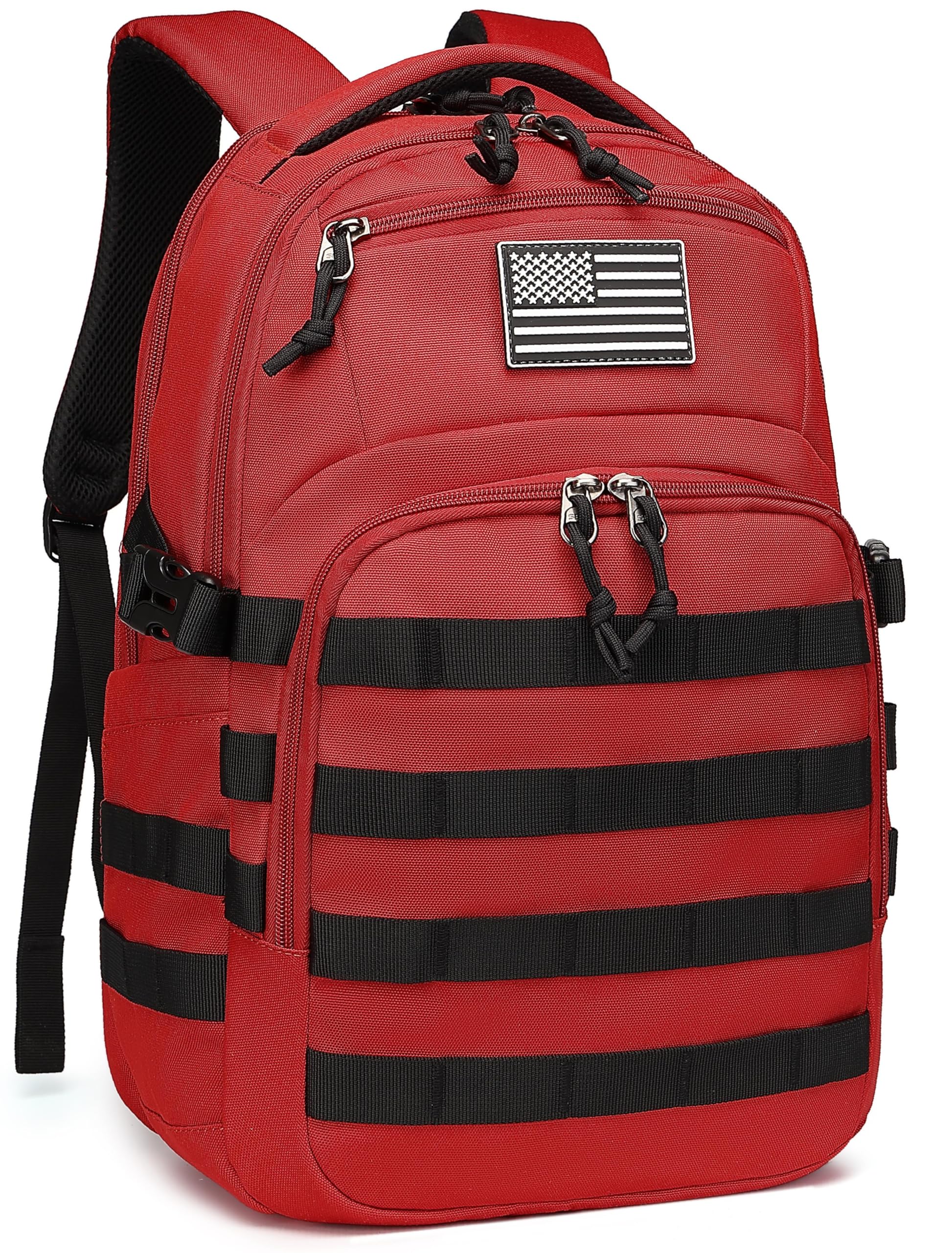 Wotony Military tactical backpack, backpack for men black small tactical assault bag (red, 18.5 inch)