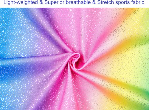 Domusgo Gymnastics Leotards for Girls - Sparkly One-Piece Pro Unitard with Shorts | Size Options Available