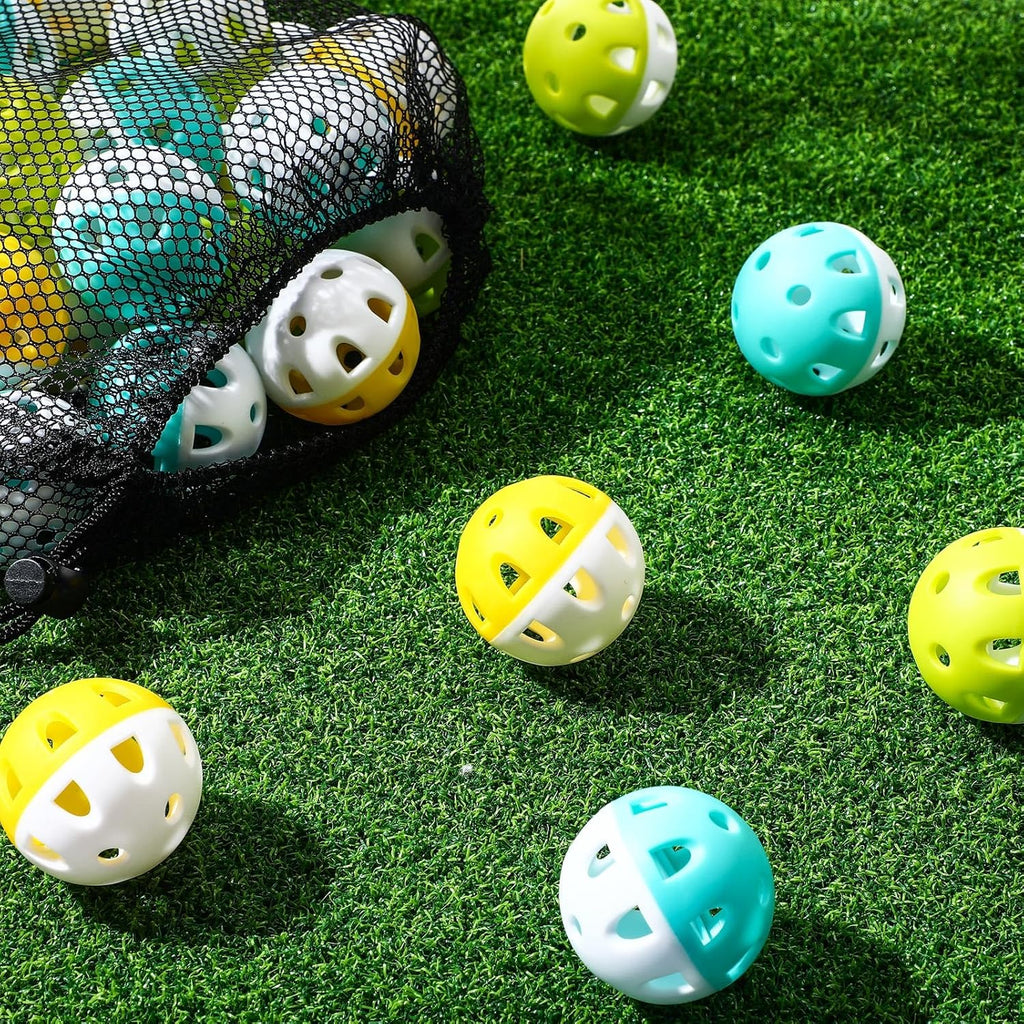 VioraWhite Mini Plastic Baseballs - 1.65 Inch Lightweight Training Balls with Drawstring Bag | 48/24 Pcs Set