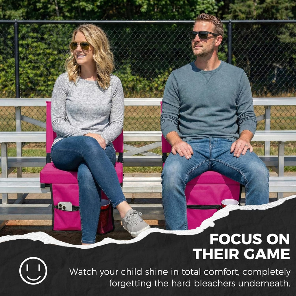 Sport Beats Stadium Seats - Comfortable Bleacher Chair with Back Support & Cushion | Pink, 1pc - 17" W x 12" D x 16.5" H