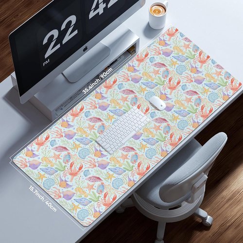**icolor XXL Extended Gaming Mouse Pad - Non-Slip Base with Stitched Edges | 35.4 x 15.7 in Desk Mat for Home Office & Gamers**