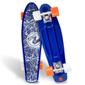 Flybar 22 Inch Complete Plastic Cruiser Skateboard Custom Non-Slip Deck Multiple Colors (NERF Blue Lines)
